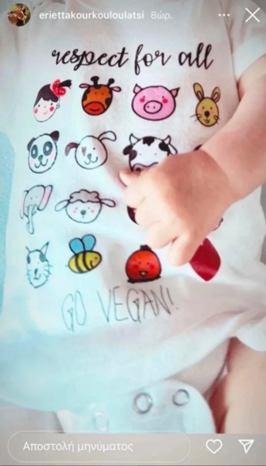 «Βίγκαν από τη μέρα που γεννήθηκε»: Η Εριέττα Κούρκουλου δεν δίνει στον γιο της να φάει κρέας και παράγωγά του