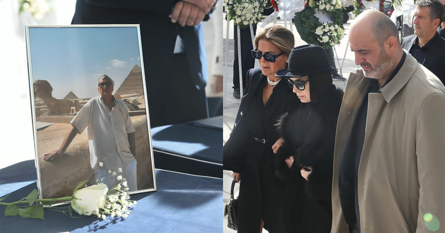 Κηδεία Δημήτρη Σούρα: Βαρύ πένθος στο “τελευταίο αντίο” – Υποβασταζόμενη η σύζυγός του, Ελένη Μαρούδα [εικόνες]