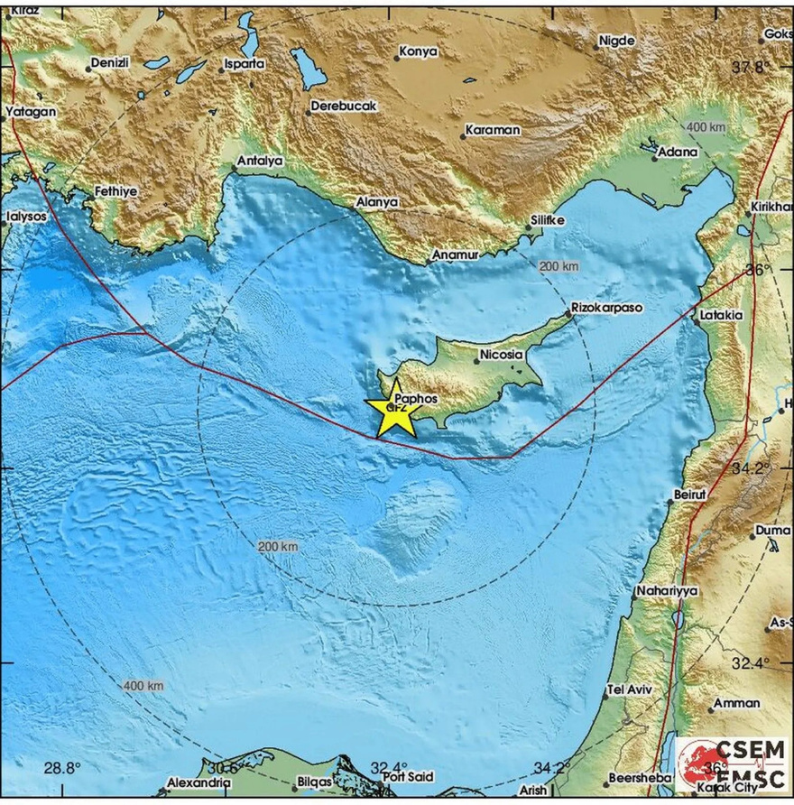 Νέος σεισμός στην Κύπρο μεγέθους 5,9 Ρίχτερ