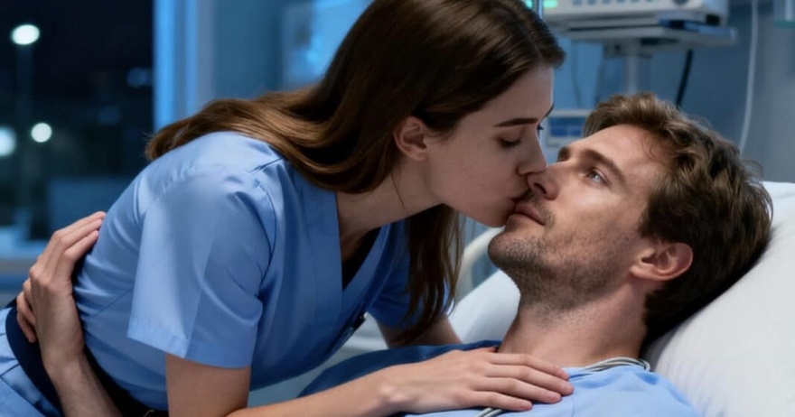 Η νοσοκόμα φίλησε κρυφά έναν όμορφο επιχειρηματία που βρισκόταν σε κώμα για τρία χρόνια, πιστεύοντας πως δεν θα ξυπνήσει ποτέ — αλλά προς έκπληξή της, εκείνος την αγκάλιασε ξαφνικά μετά το φιλί…
