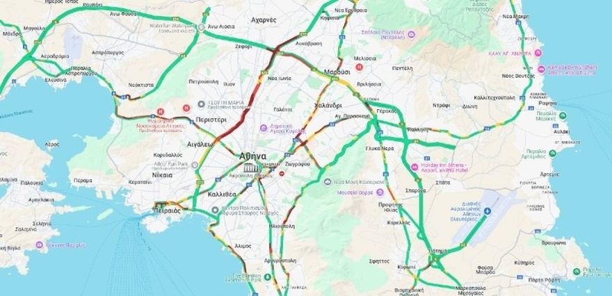 Μεσοβδόμαδο χάος στους δρόμους της Αττικής – Ποιοι βρίσκονται στο «κόκκινο»