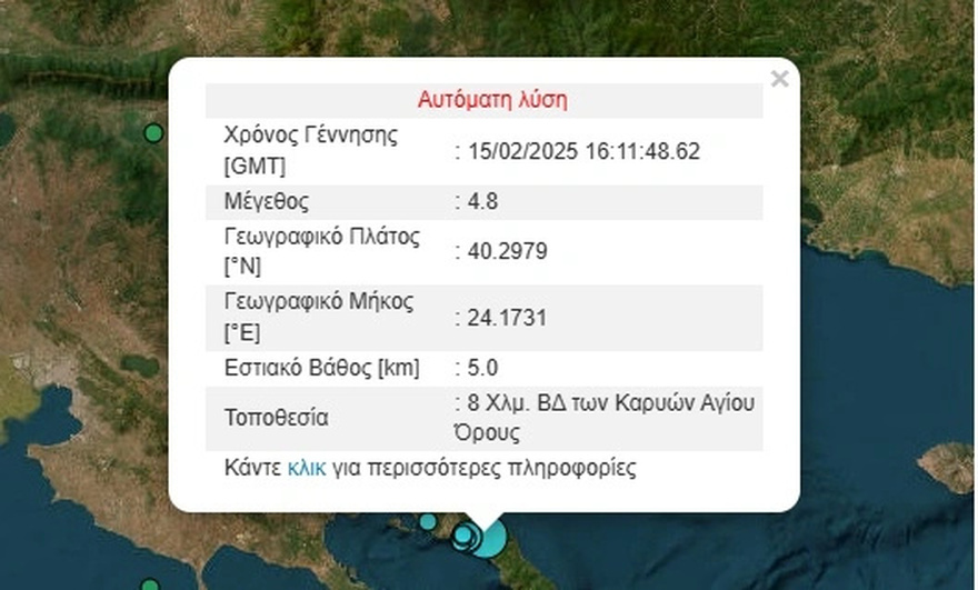 Ισχυρός σεισμός στο Άγιον Όρος